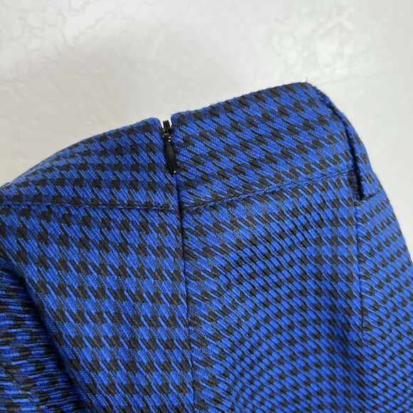 Central Park West Cwntral Park West Mini Skirt Blue Hoodstooth Small Pleated - Picture 9 of 9